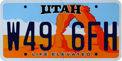 UT license plate W496FH