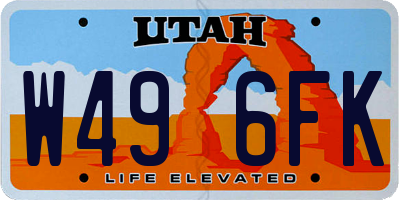 UT license plate W496FK