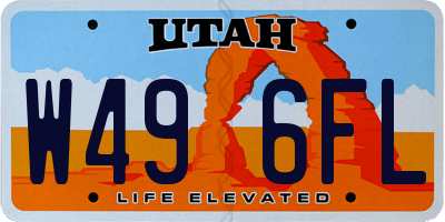 UT license plate W496FL