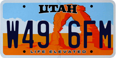 UT license plate W496FM