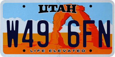 UT license plate W496FN