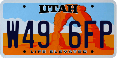 UT license plate W496FP