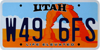UT license plate W496FS