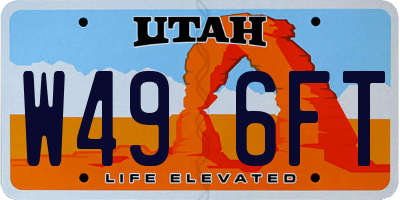 UT license plate W496FT