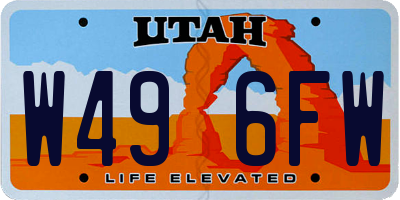 UT license plate W496FW