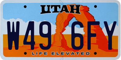 UT license plate W496FY