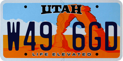 UT license plate W496GD