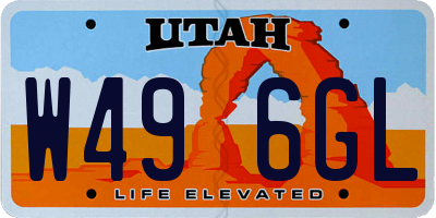 UT license plate W496GL