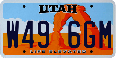 UT license plate W496GM