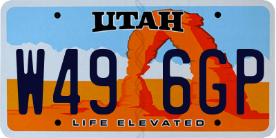 UT license plate W496GP