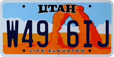UT license plate W496IJ