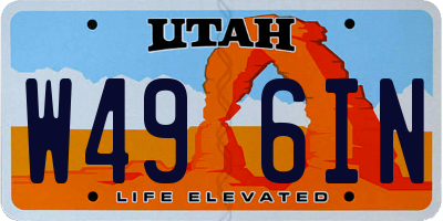 UT license plate W496IN