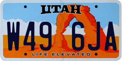 UT license plate W496JA