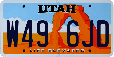 UT license plate W496JD