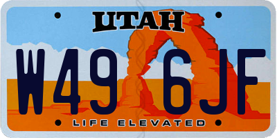 UT license plate W496JF