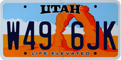 UT license plate W496JK