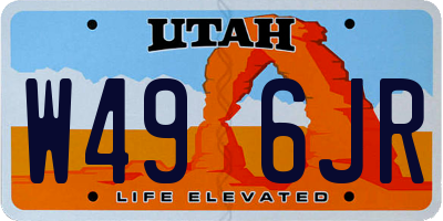 UT license plate W496JR