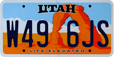 UT license plate W496JS