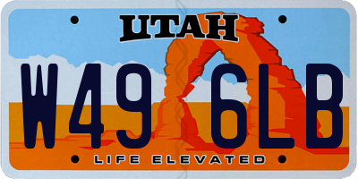 UT license plate W496LB