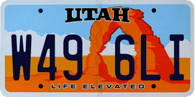 UT license plate W496LI