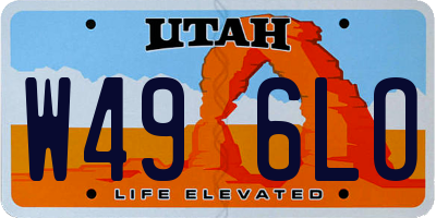 UT license plate W496LO