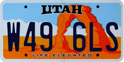 UT license plate W496LS