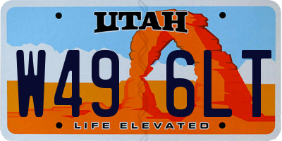 UT license plate W496LT