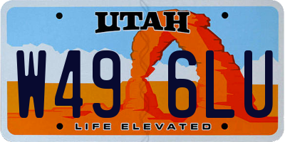 UT license plate W496LU