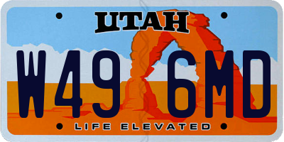 UT license plate W496MD