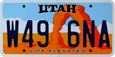 UT license plate W496NA