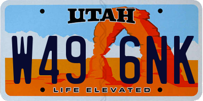 UT license plate W496NK