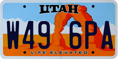 UT license plate W496PA