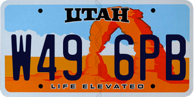 UT license plate W496PB