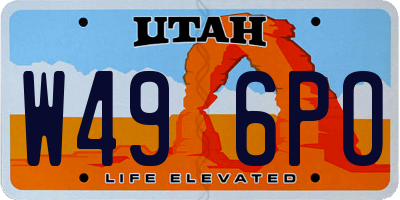 UT license plate W496PO