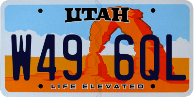 UT license plate W496QL