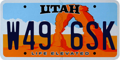 UT license plate W496SK