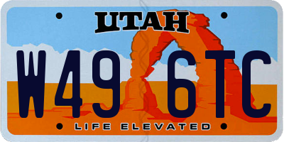 UT license plate W496TC
