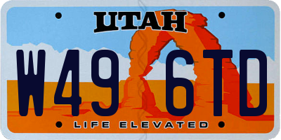 UT license plate W496TD