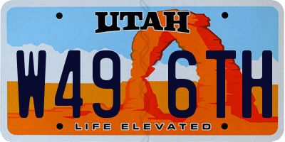 UT license plate W496TH