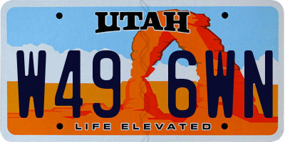 UT license plate W496WN