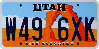 UT license plate W496XK