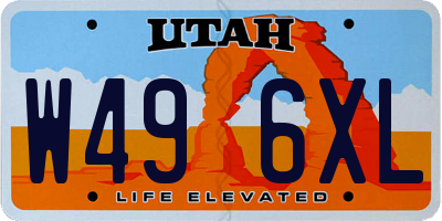UT license plate W496XL