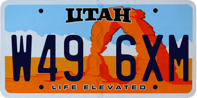 UT license plate W496XM
