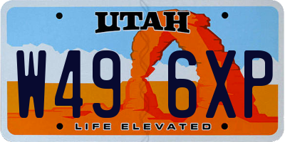 UT license plate W496XP