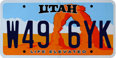UT license plate W496YK