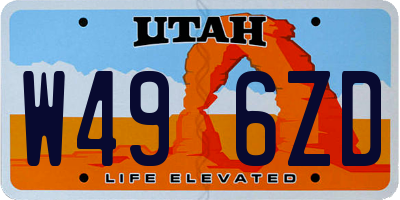 UT license plate W496ZD
