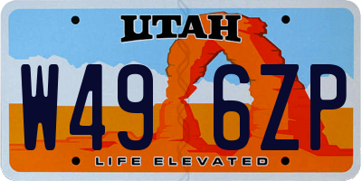UT license plate W496ZP