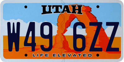 UT license plate W496ZZ