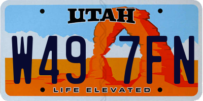 UT license plate W497FN