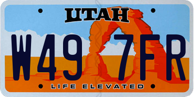UT license plate W497FR
